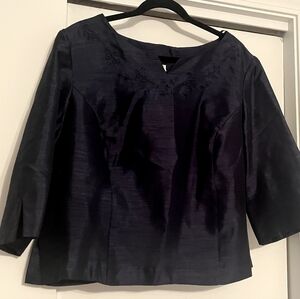 Leslie Fay 18WP Navy Button Top and Back Zip Pant Set